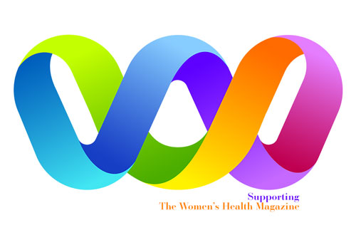 A colorful logo representing support for "The Women's Health Magazine," featuring intertwined loops in vibrant colors (green, blue, yellow, pink, and orange). The logo includes the text "Supporting" above and "The Women's Health Magazine" below, conveying a message of health and empowerment.