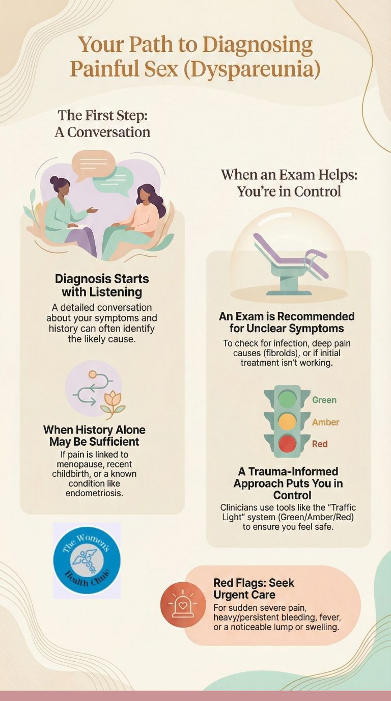 Do I need a pelvic examination to diagnose dyspareunia