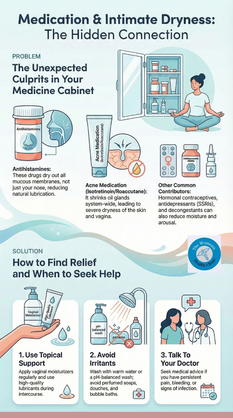 Do antihistamines or acne medications cause dryness and pain infographics Do antihistamines or acne medications cause dryness and pain