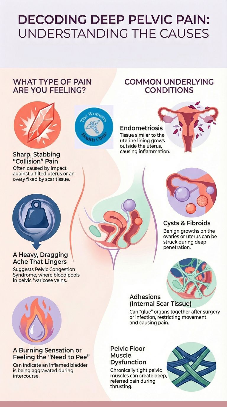 Pain on thrusting or deep inside—what might be the cause infographics Pain on thrusting or deep inside—what might be the cause?