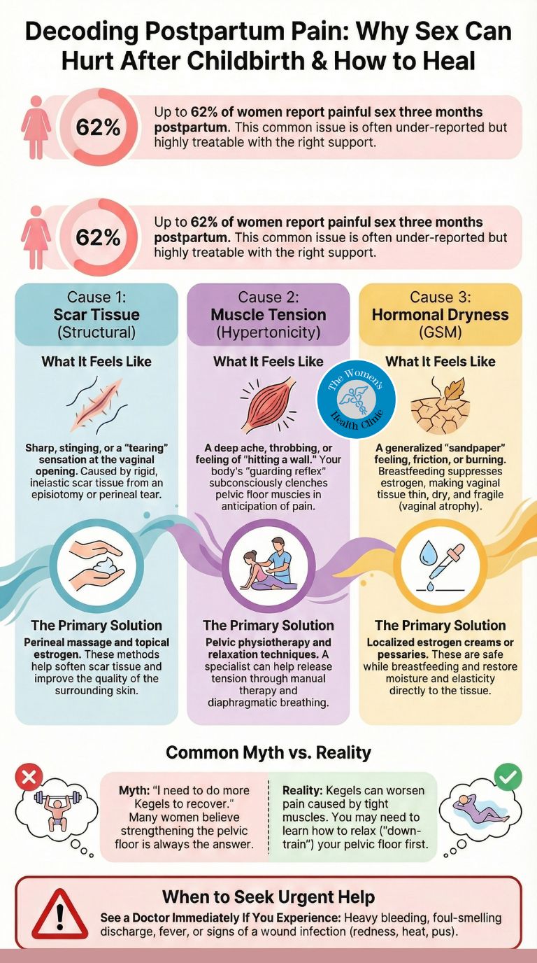 Why is sex painful after childbirth—scar tissue vs muscle tension vs dryness inforgraphics Why is sex painful after childbirth—scar tissue vs muscle tension vs dryness inforgraphics