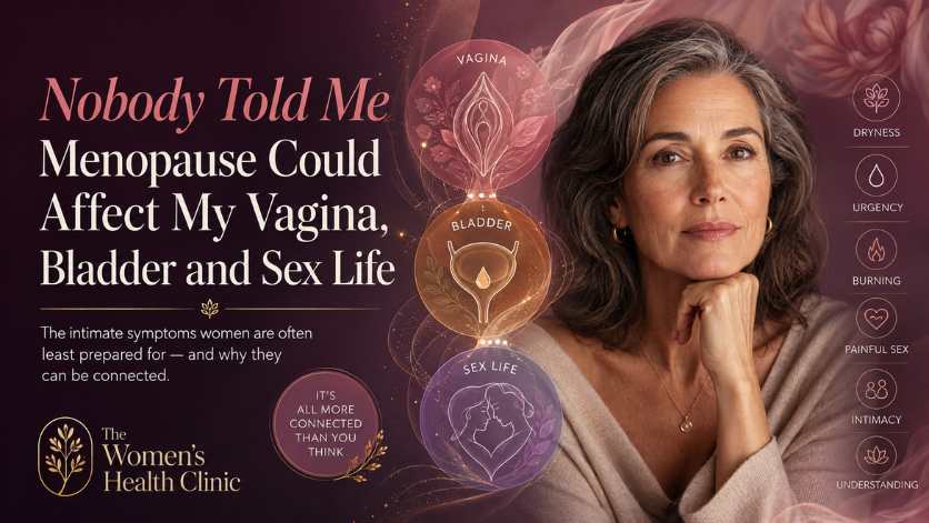 Illustration introducing vaginal, bladder and sexual symptoms around menopause