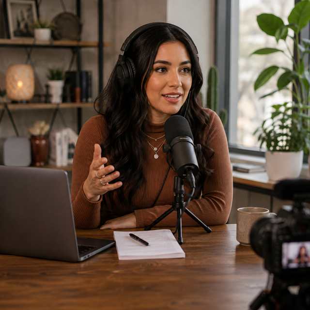 Women's health podcast recording