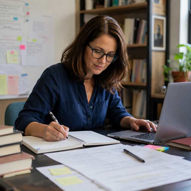 Educator preparing course material