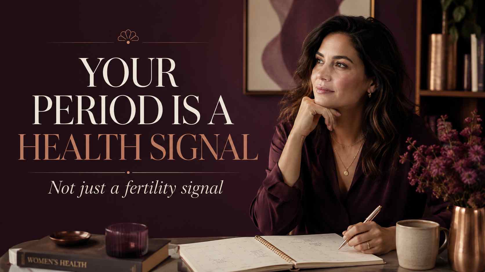 Woman thoughtfully reviewing a calendar and health notes